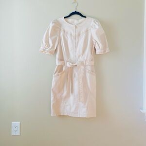 Anthropologie belted cream colored denim dress (size 6)